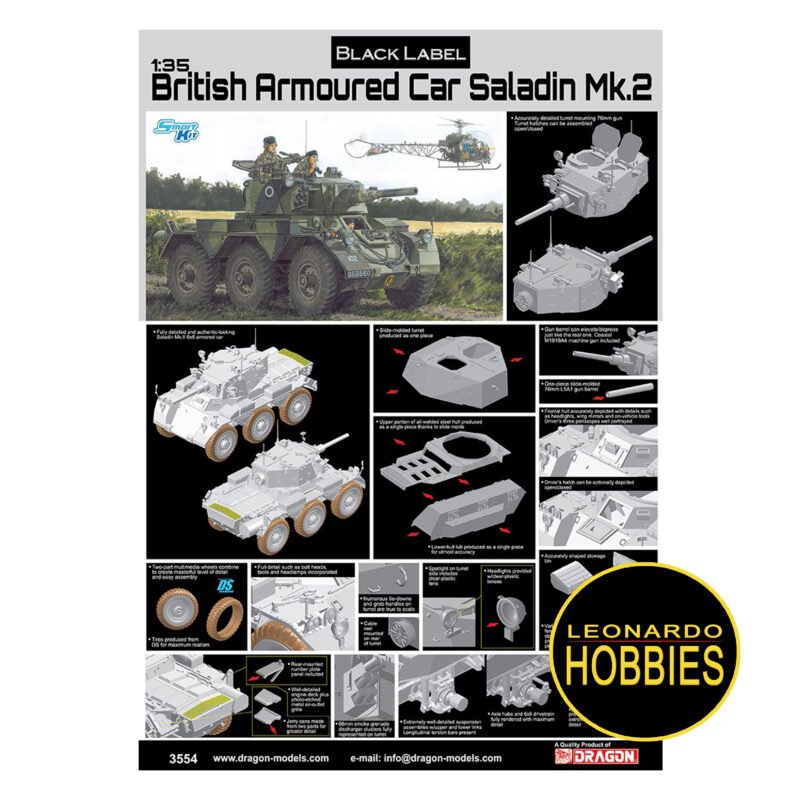 Armoured Car Saladin Mk.2 Escala 1/35 Dragon 3554 - Imagen 2