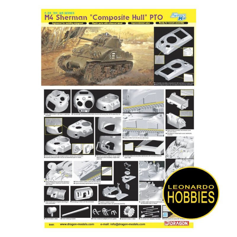 M4 Sherman Composite Hull PTO Escala 1/35 Dragon 6441 - Imagen 2