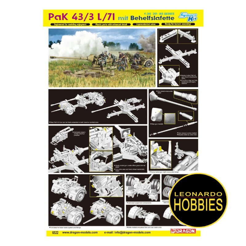 PaK 43/3 L/71 mit Behelfslafette Escala 1/35 Dragon 6522 - Imagen 2