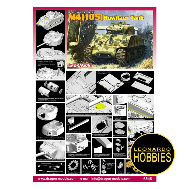 M4 (105mm) Howitzer Tank Escala 1/35 Dragon 6548 - Imagen 2
