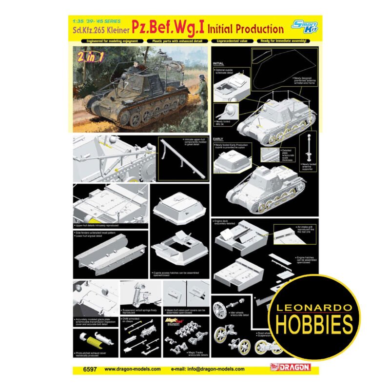 Sd.Kfz. 265 Kleiner Pz.Bef.Wg.I (Smart Kit 2 in 1) Escala 1/35 Dragon 6597 - Imagen 2