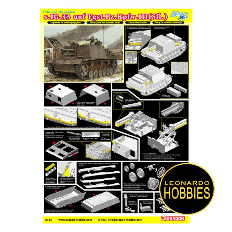 SIG.33 auf Fgst. Pz.Kpfw.III (Sfl.) (Smart Kit) Escala 1/35 Dragon 6713 - Imagen 2