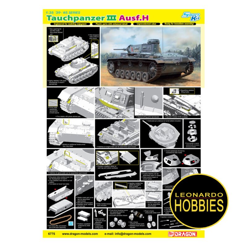 Tauchpanzer III Ausf.H Escala 1/35 Dragon 6775 - Imagen 2