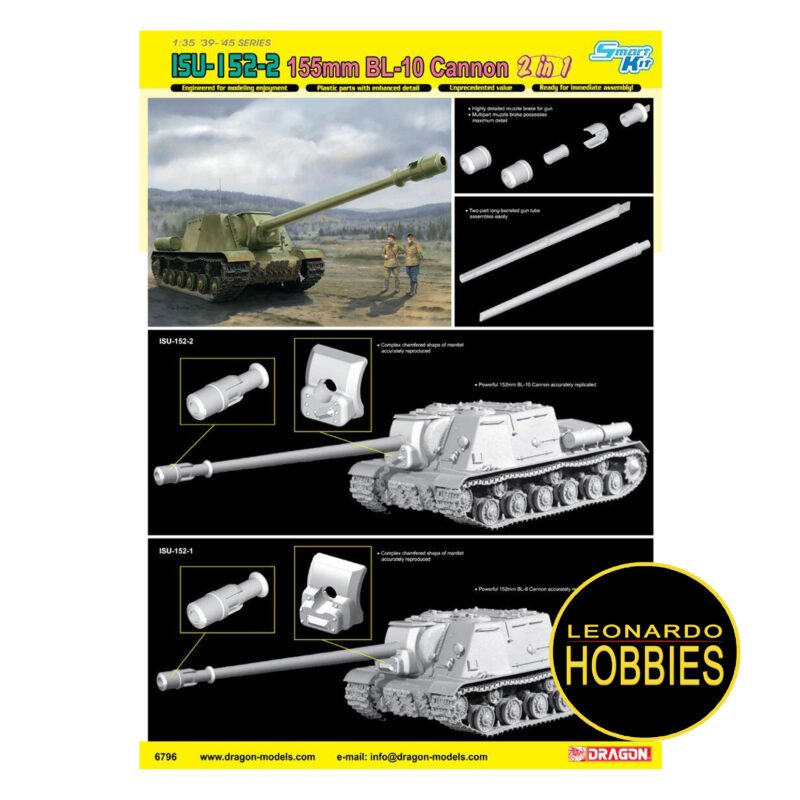 ISU-152-2 155mm BL-10 Cannon Escala 1/35 Dragon 6796 - Imagen 2
