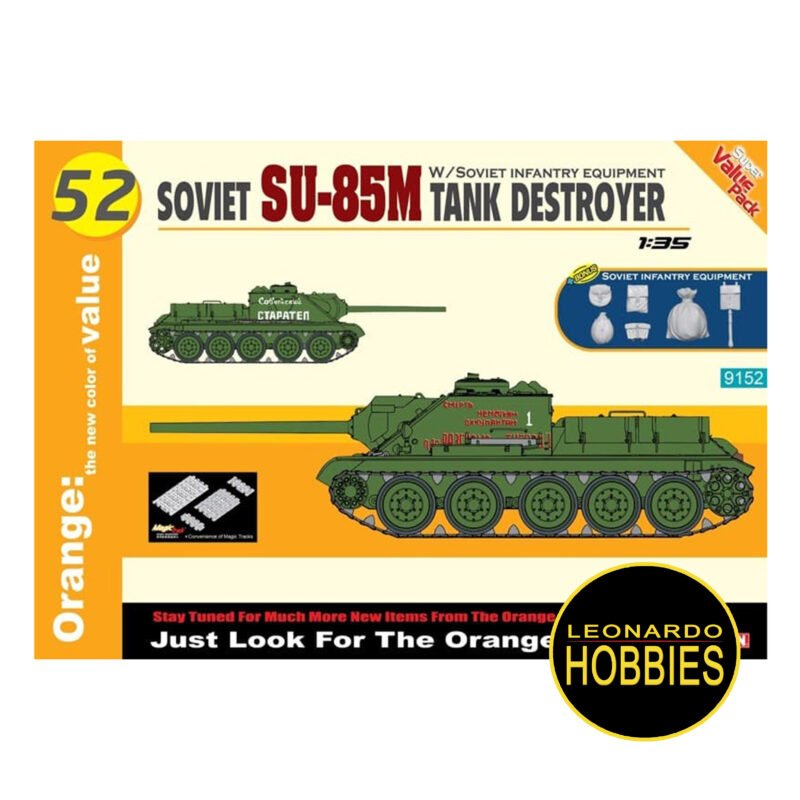 Soviet SU-85M Tank Destroyer + Soviet Infantry Accesories Escala 1/35 Dragon 9152