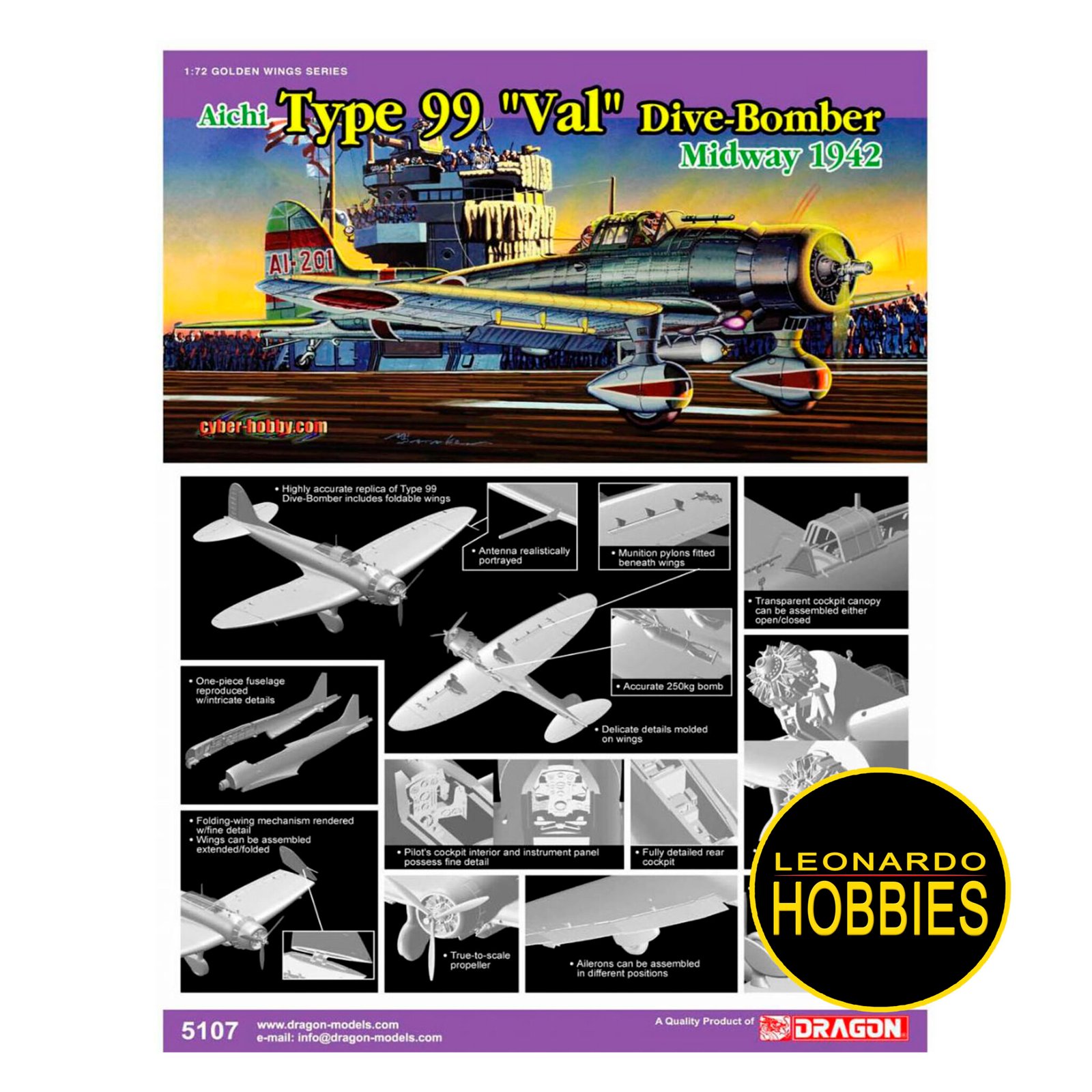 Type 99 Val Dive-Bomber (Midway 1942) Escala 1/72 Dragon 5107 - Imagen 2