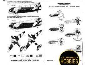 Calcomanías para DC-3/C-47 Fuerza Aérea Argentina, USAF & Armada Argentina Escala 1/144 Condor Decals 144035