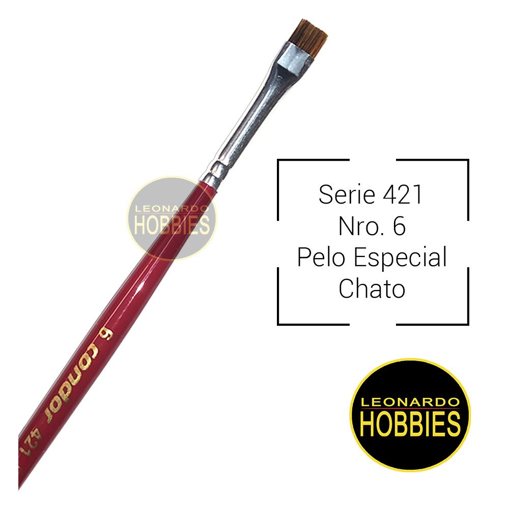 Pincel Chato N° 6 – Pelo Especial de Oreja de Buey Condor Serie 421-6 –  Leonardo Hobbies