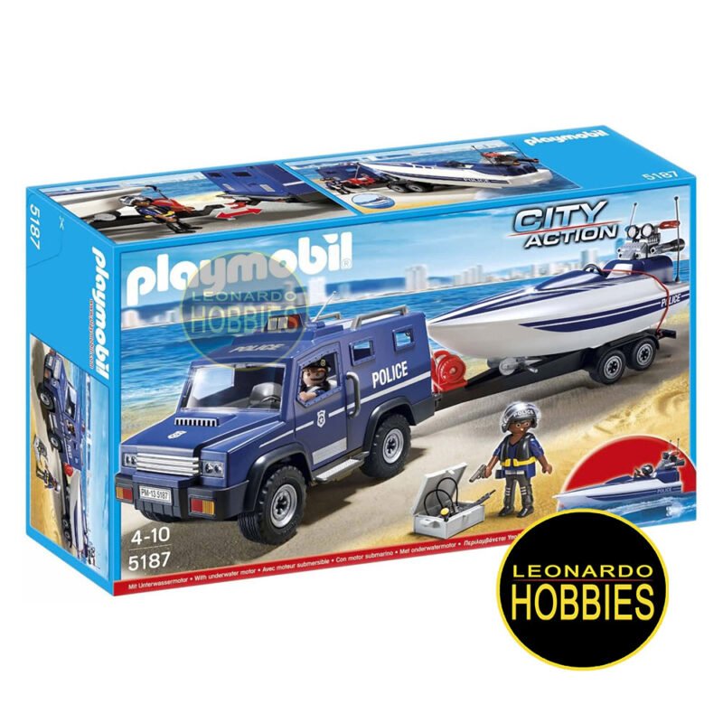 Coche de Policía con Lancha a Motor Playmobil 5187