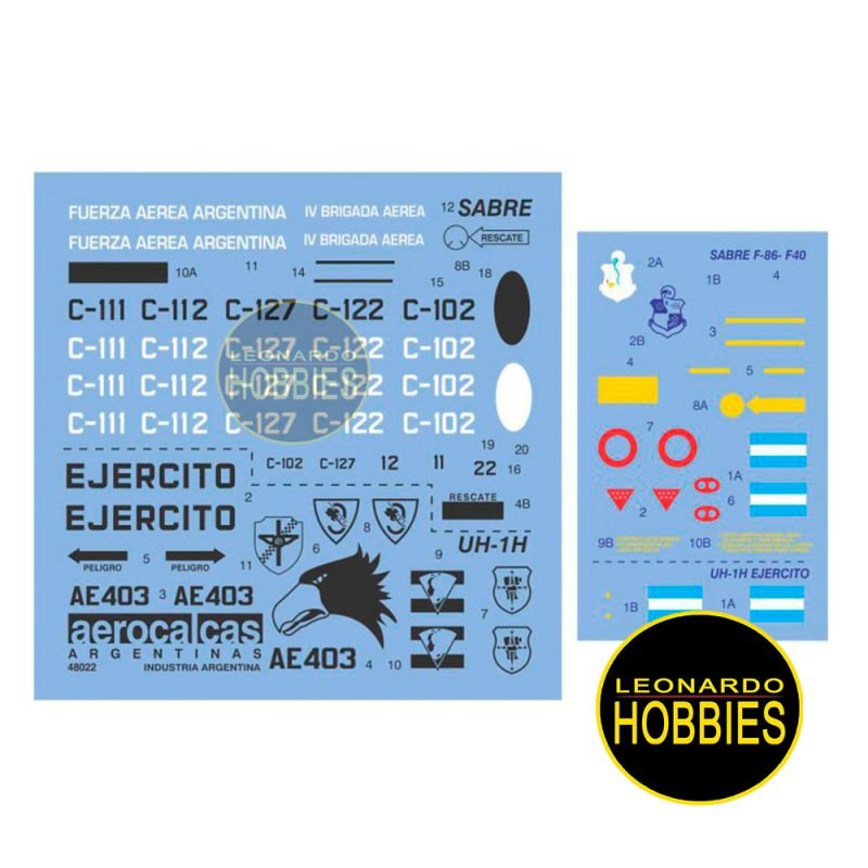 Sabre F-86 F40 Camuflado & UH-1H Ejército Argentino Antártico Escala 1/48 AeroCalcas 48022