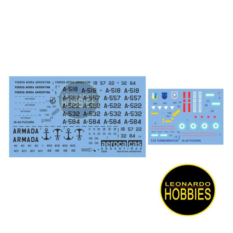 IA-58 Pucará Fuerza Aérea Argentina & Turbomentor Armada Argentina Escala 1/72 AeroCalcas 72036