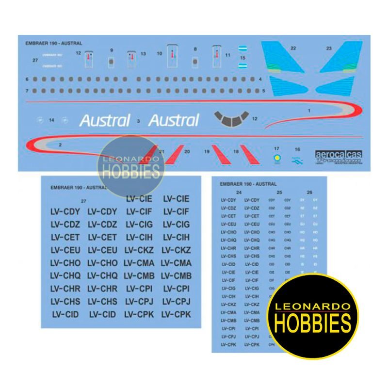 Embraer 190 Austral Escala 1/144 AeroCalcas AEROPRE-01