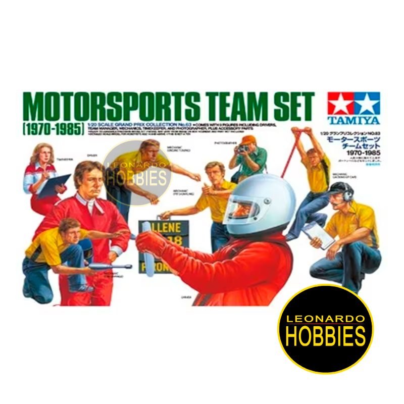 Motorsports Team Set (1970-1985) F1 with Tools & Accessories Escala 1/20 Tamiya 20063