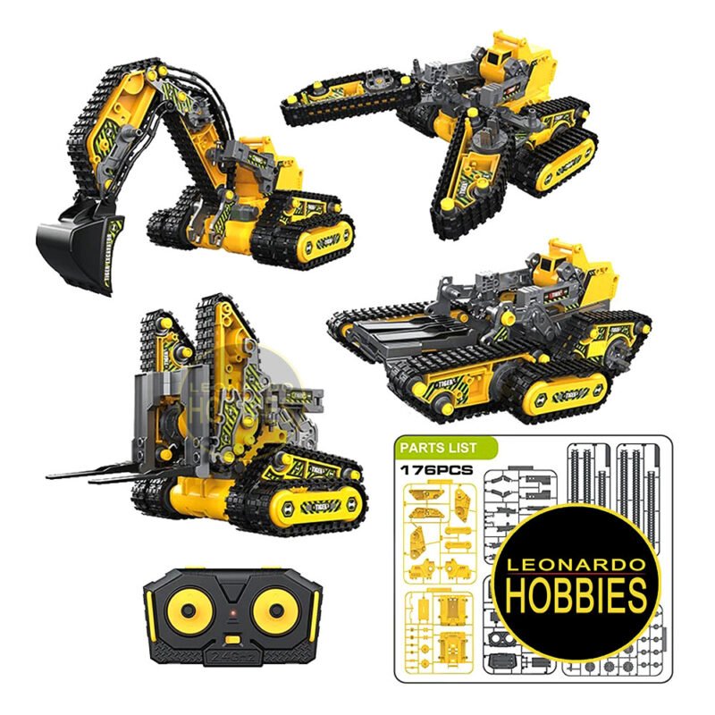 Set 4 en 1 (Amarillo) - Vehículo para Armar con Radio Control - Batería HTC0SG01