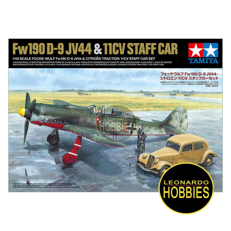 Focke-Wulf Fw190 D-9 JV44 & Citroen Traction 11CV Staff Car Set Escala 1/48 Tamiya 25213